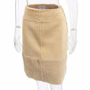 CHANEL F/W 2000 Shearling Lambswool Skirt, Sz 38